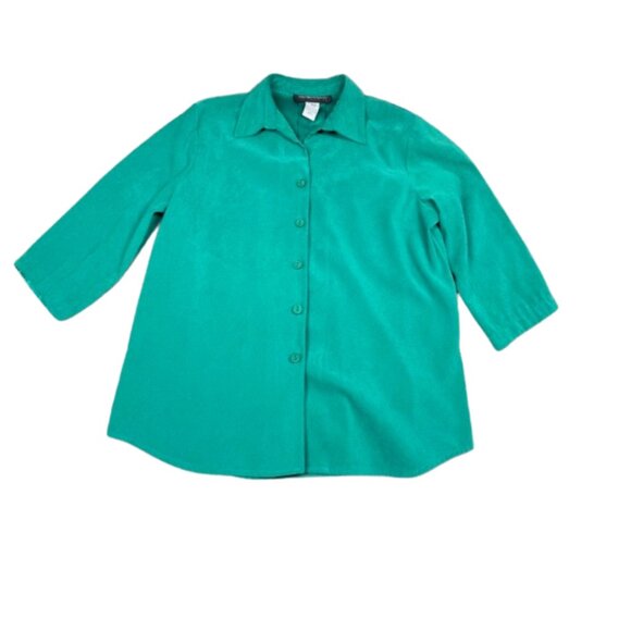 Sag Harbor Green Button Top Size 10P - Picture 1 of 5